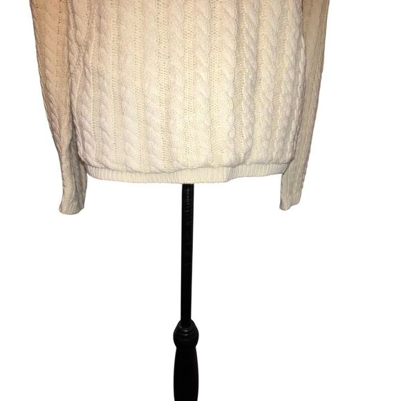 JP Beringer ladies size S/M yellow cable net crewneck pouch pocket USA sweater ￼ - Picture 7 of 8